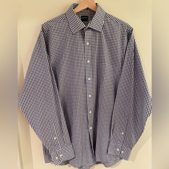 Arrow Button Down Shirt - Men’s 16 34/35 White Blue Black - Picture 2 of 4